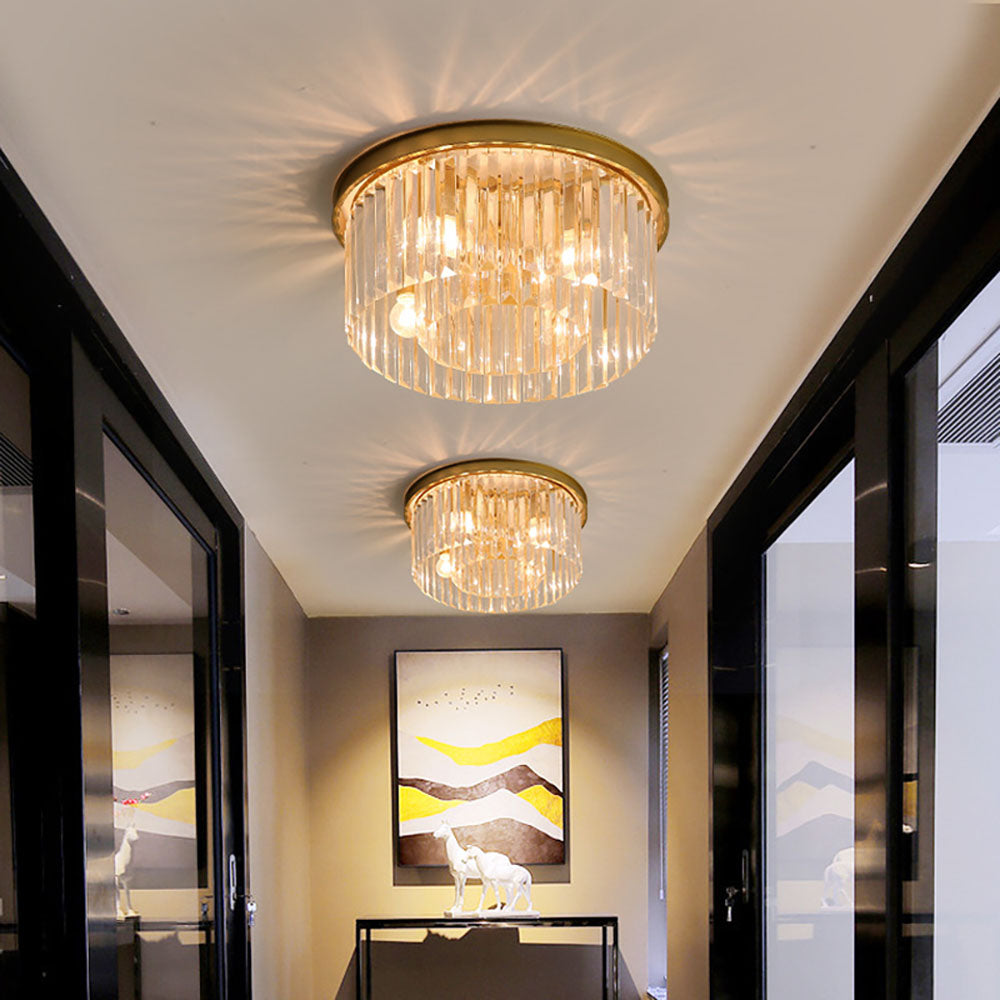 Clarita | Modern Round Crystal Prism Ceiling Light