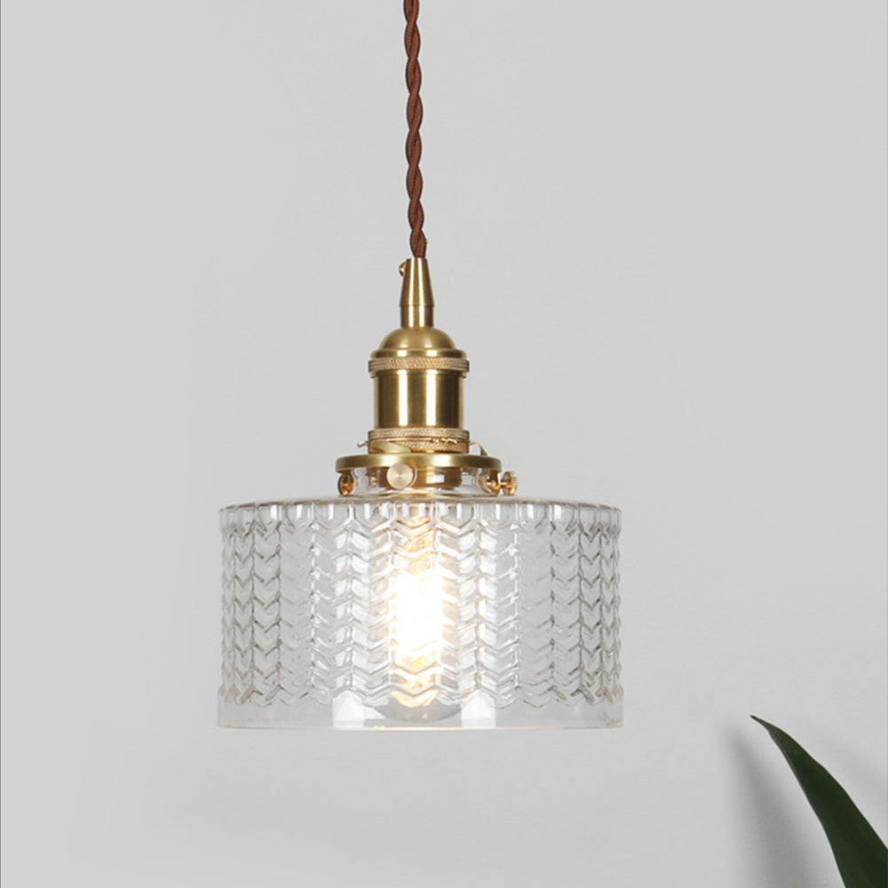 Viridis | Retro Textured Glass Cylinder Pendant Light