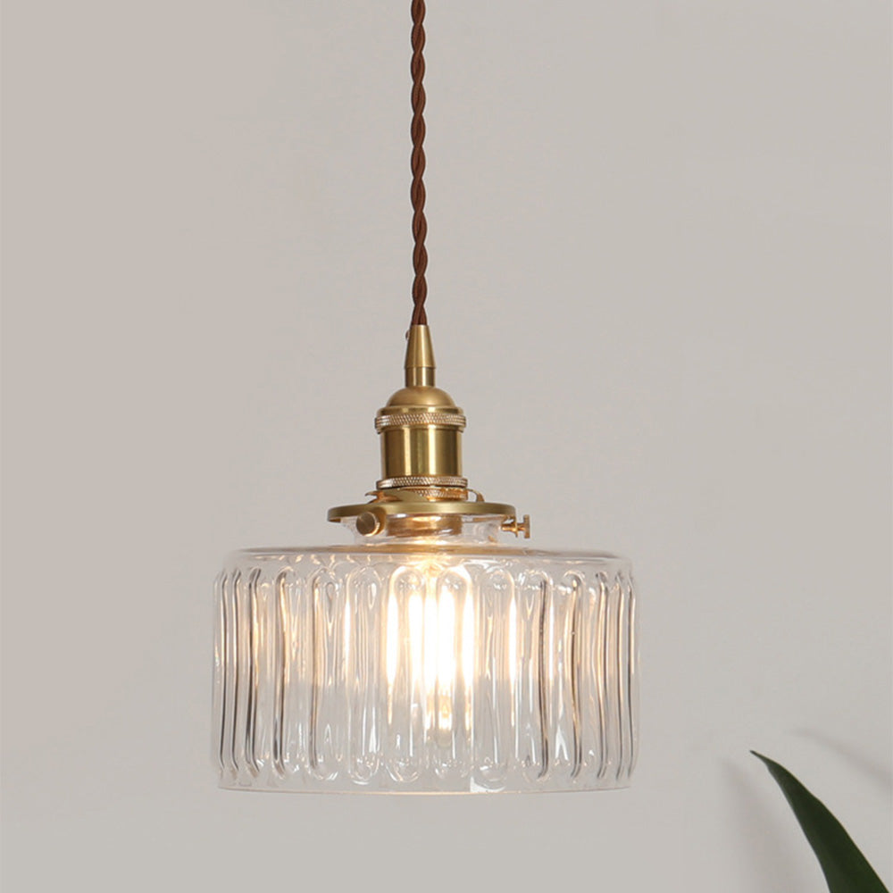 Viridis | Retro Textured Glass Cylinder Pendant Light