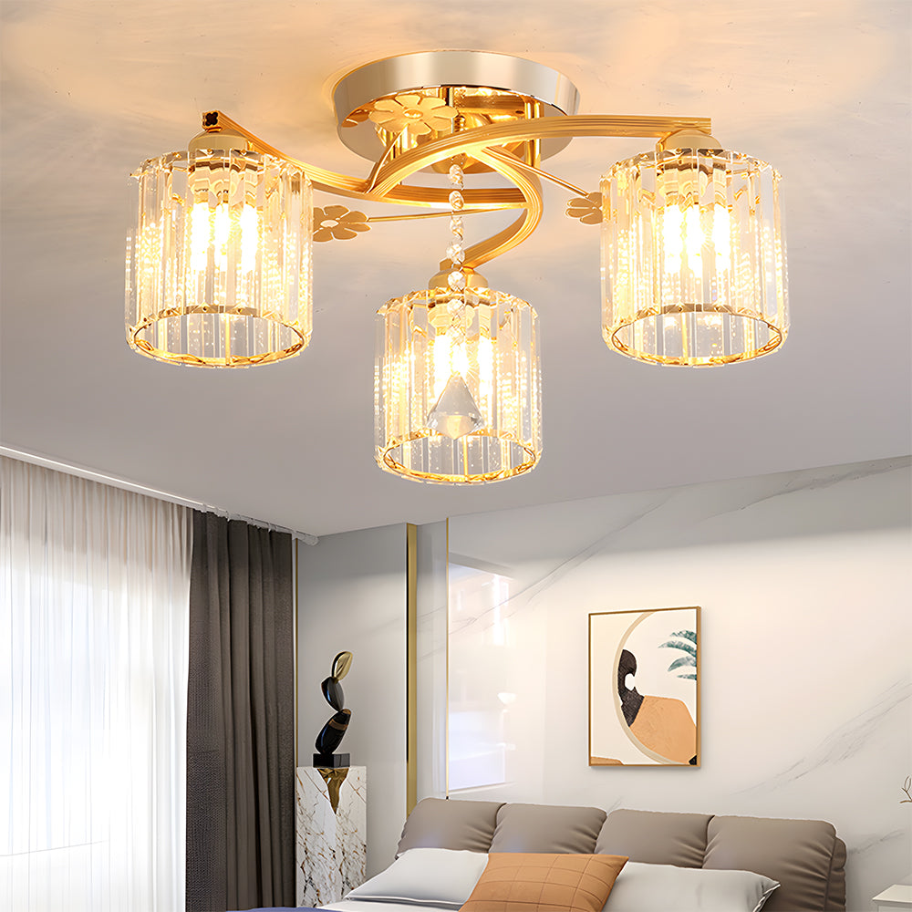 Celestia | Luxury Crystal Cylinder Semi Flush Ceiling Light