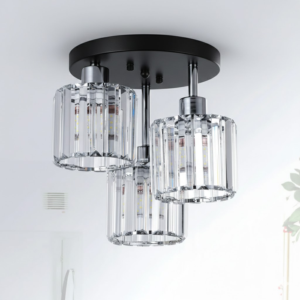 Luminera | Elegant Crystal Glass Semi Flush Ceiling Light