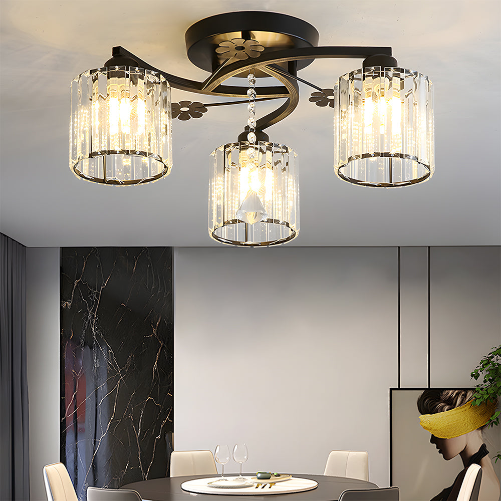 Celestia | Luxury Crystal Cylinder Semi Flush Ceiling Light