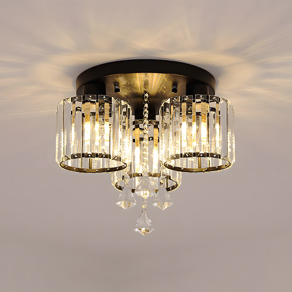 Vespera | Contemporary Multi-Head Crystal Prism Flush Mount Ceiling Light