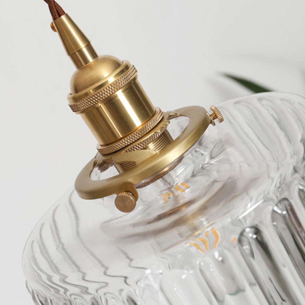 Viridis | Retro Textured Glass Cylinder Pendant Light