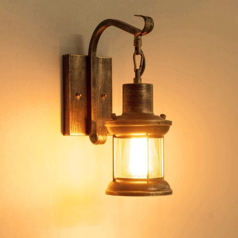 Kolar | Industrial Antique Lantern Style Metal Wall Light