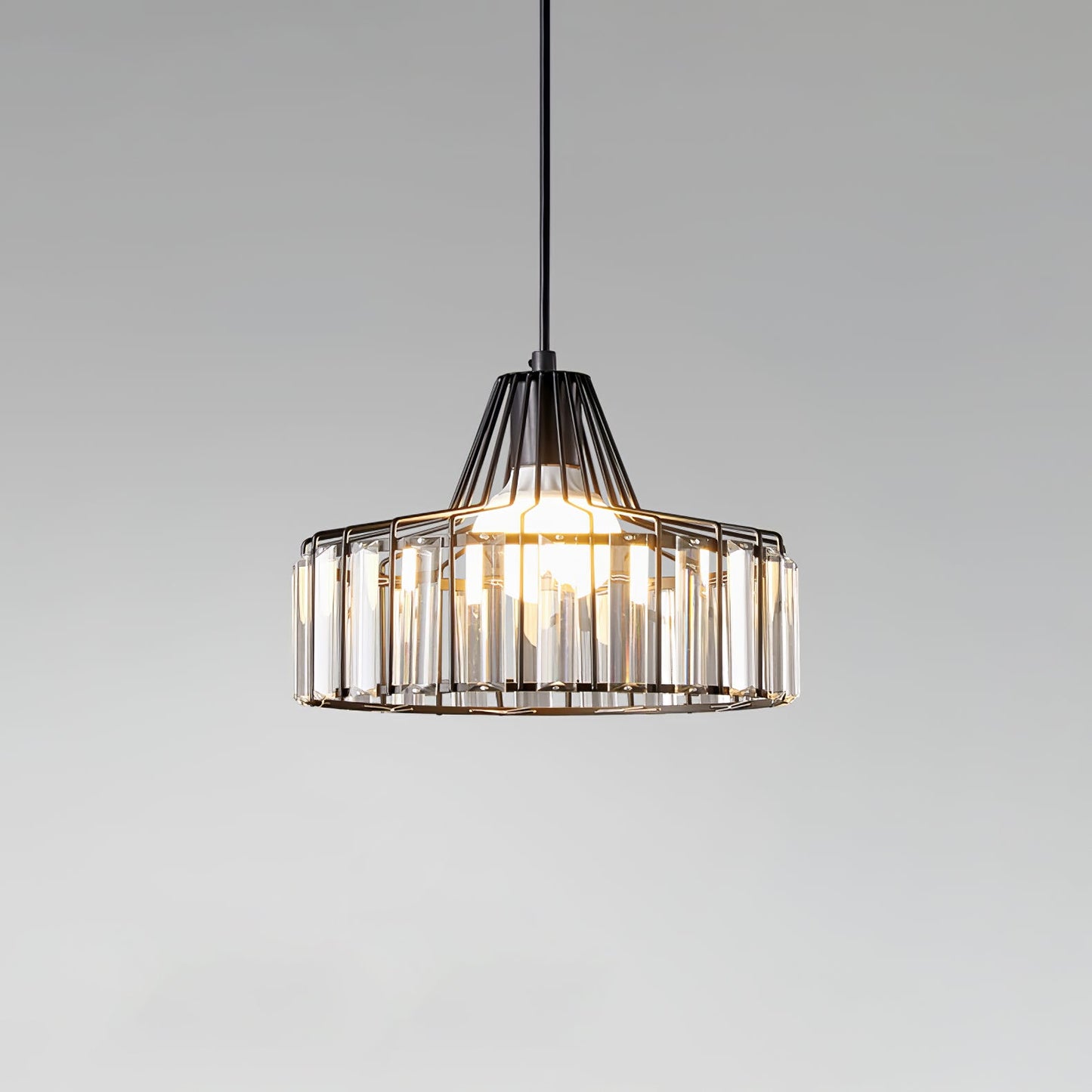 Obsidia | Sleek Iron Frame Crystal Pendant Light