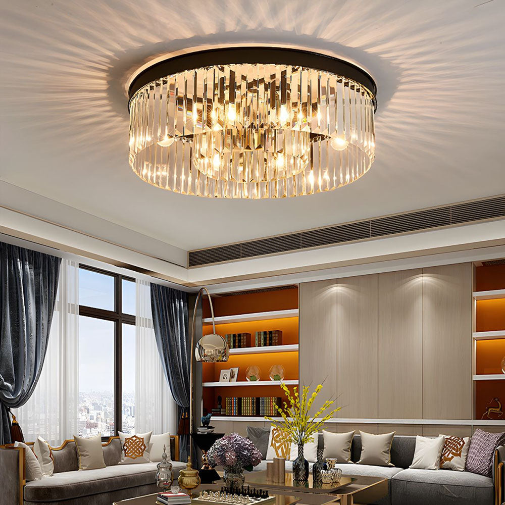 Clarita | Modern Round Crystal Prism Ceiling Light