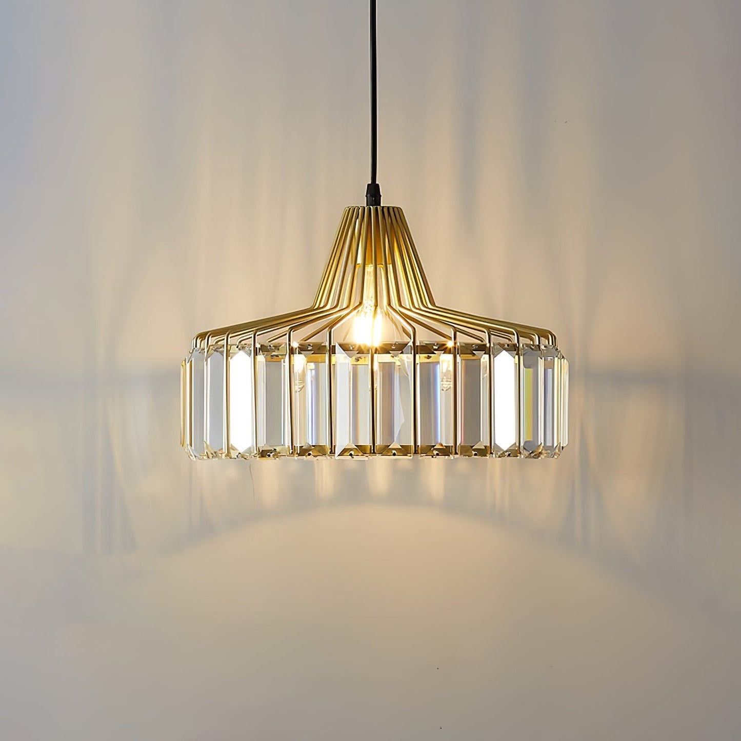 Obsidia | Sleek Iron Frame Crystal Pendant Light