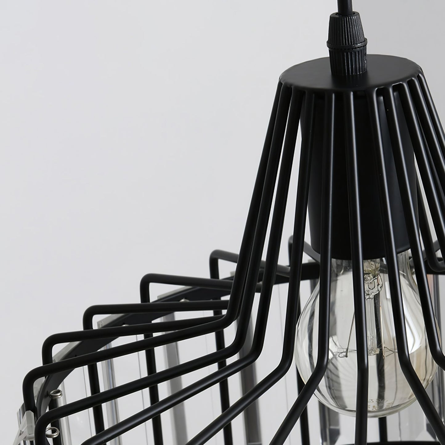 Obsidia | Sleek Iron Frame Crystal Pendant Light