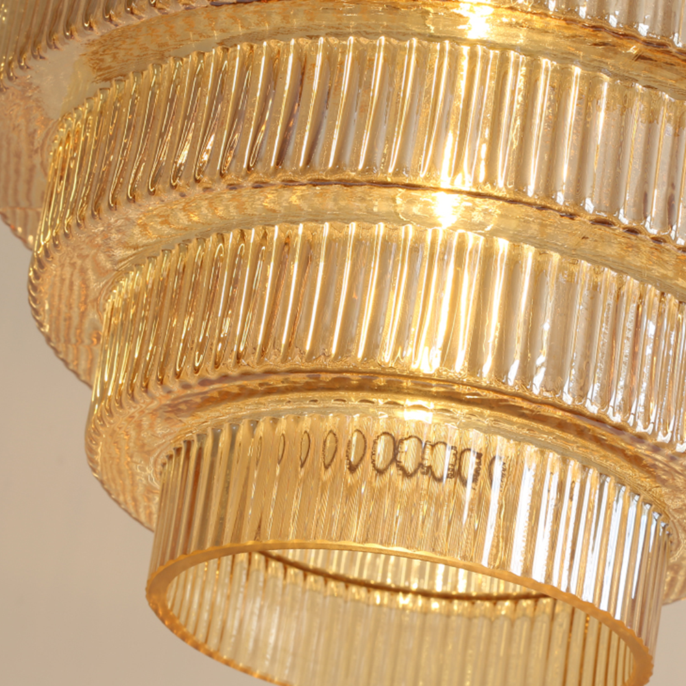 Auris | Antique Layered Ribbed Glass Pendant Light