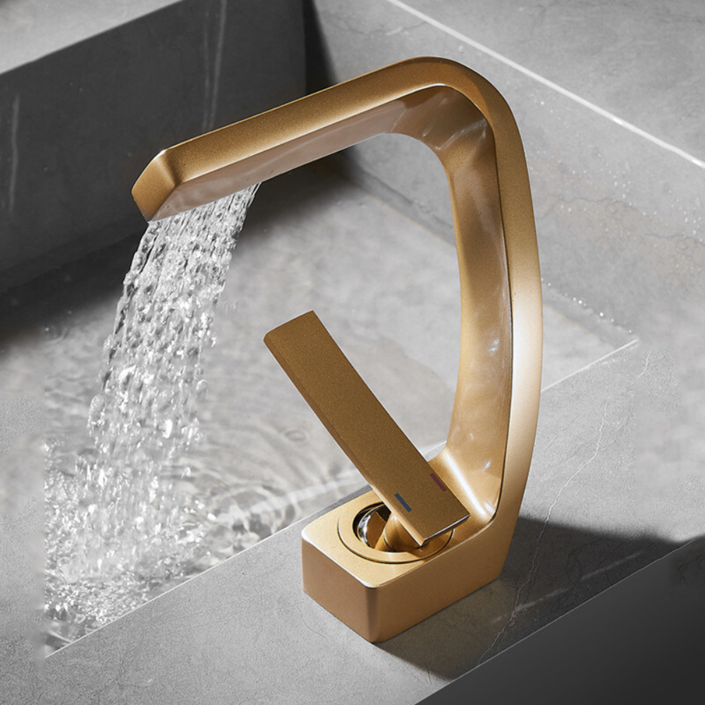 Zentra | Angular Bathroom Basin Mixer Tap with Waterfall Spout