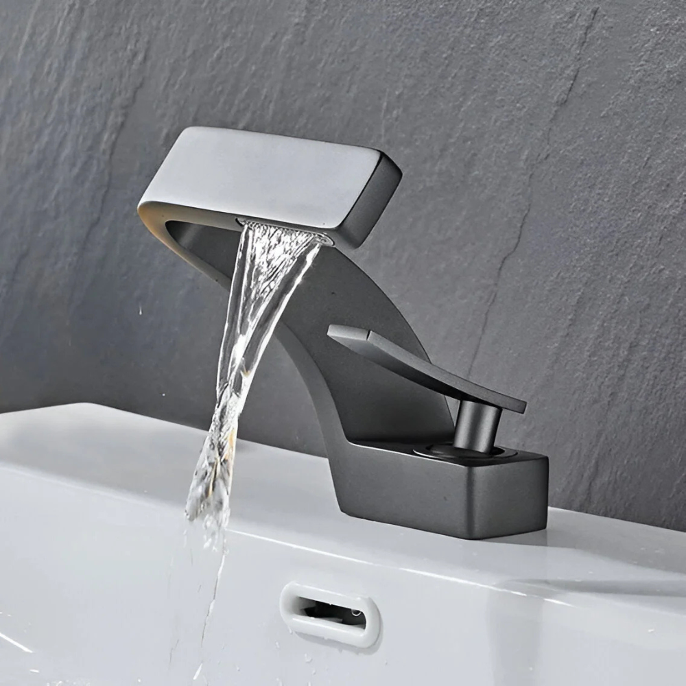 Zentra | Angular Bathroom Basin Mixer Tap with Waterfall Spout