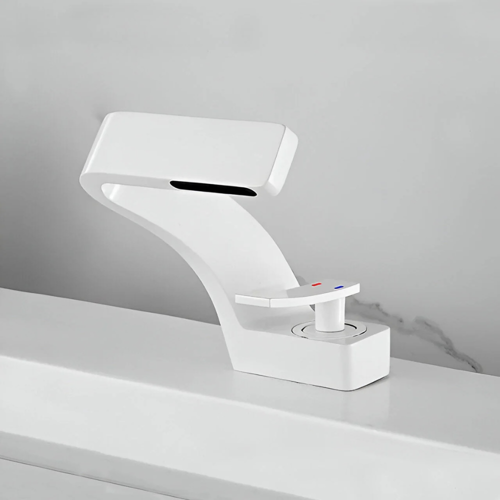 Zentra | Angular Bathroom Basin Mixer Tap with Waterfall Spout