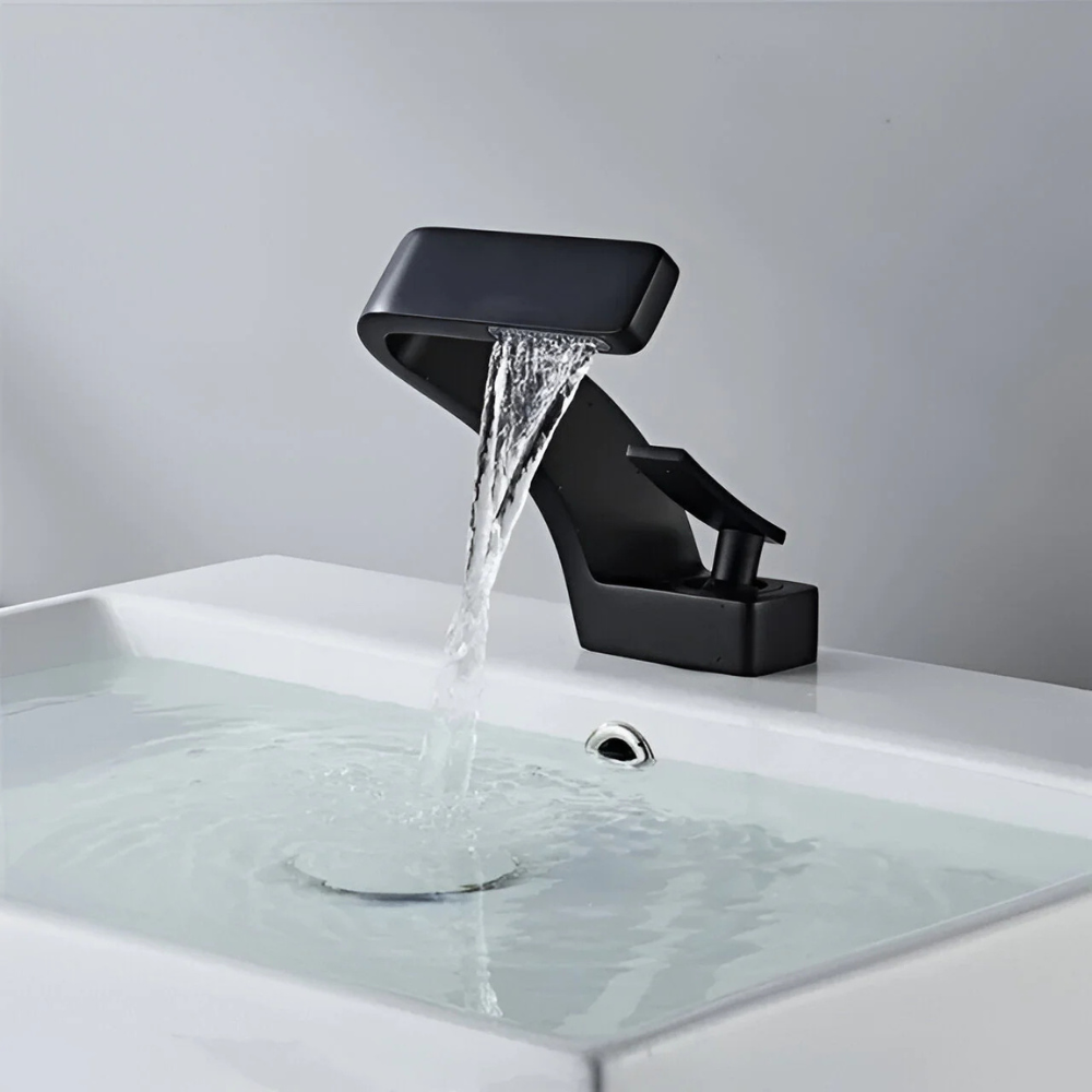 Zentra | Angular Bathroom Basin Mixer Tap with Waterfall Spout