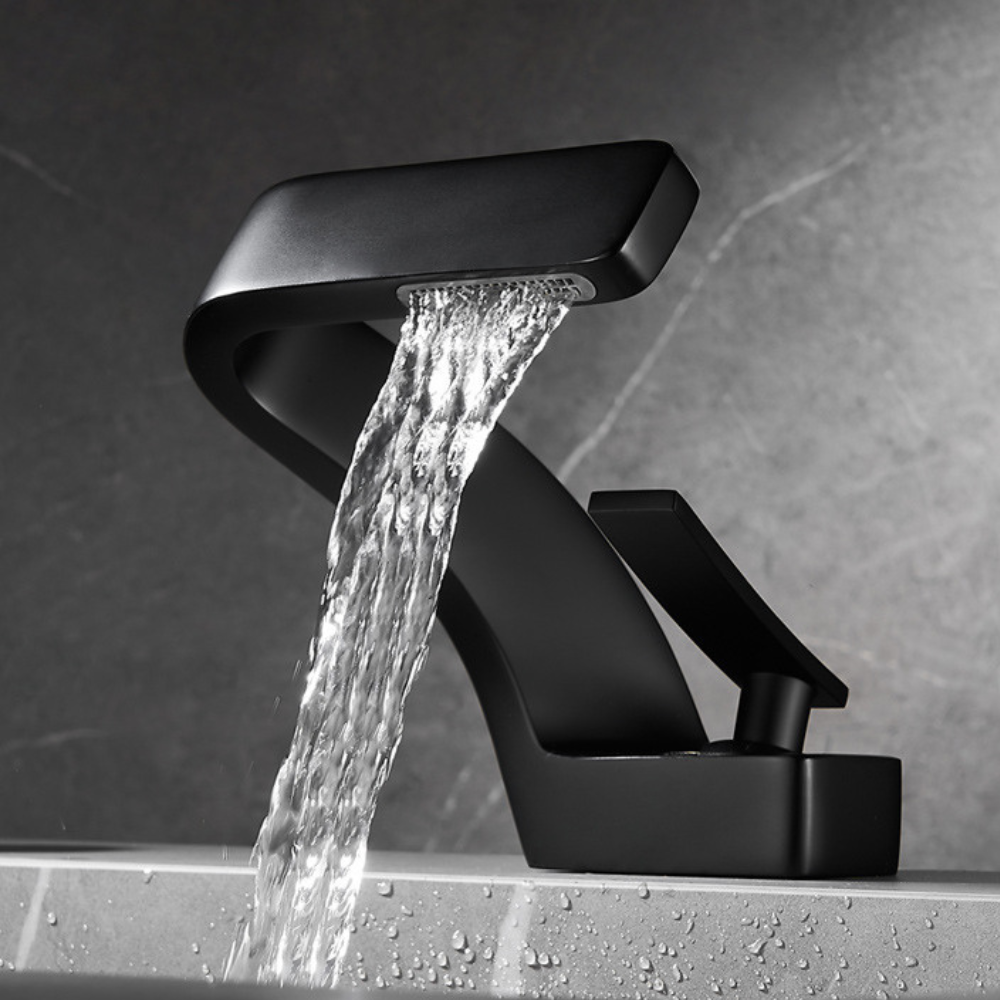 Zentra | Angular Bathroom Basin Mixer Tap with Waterfall Spout