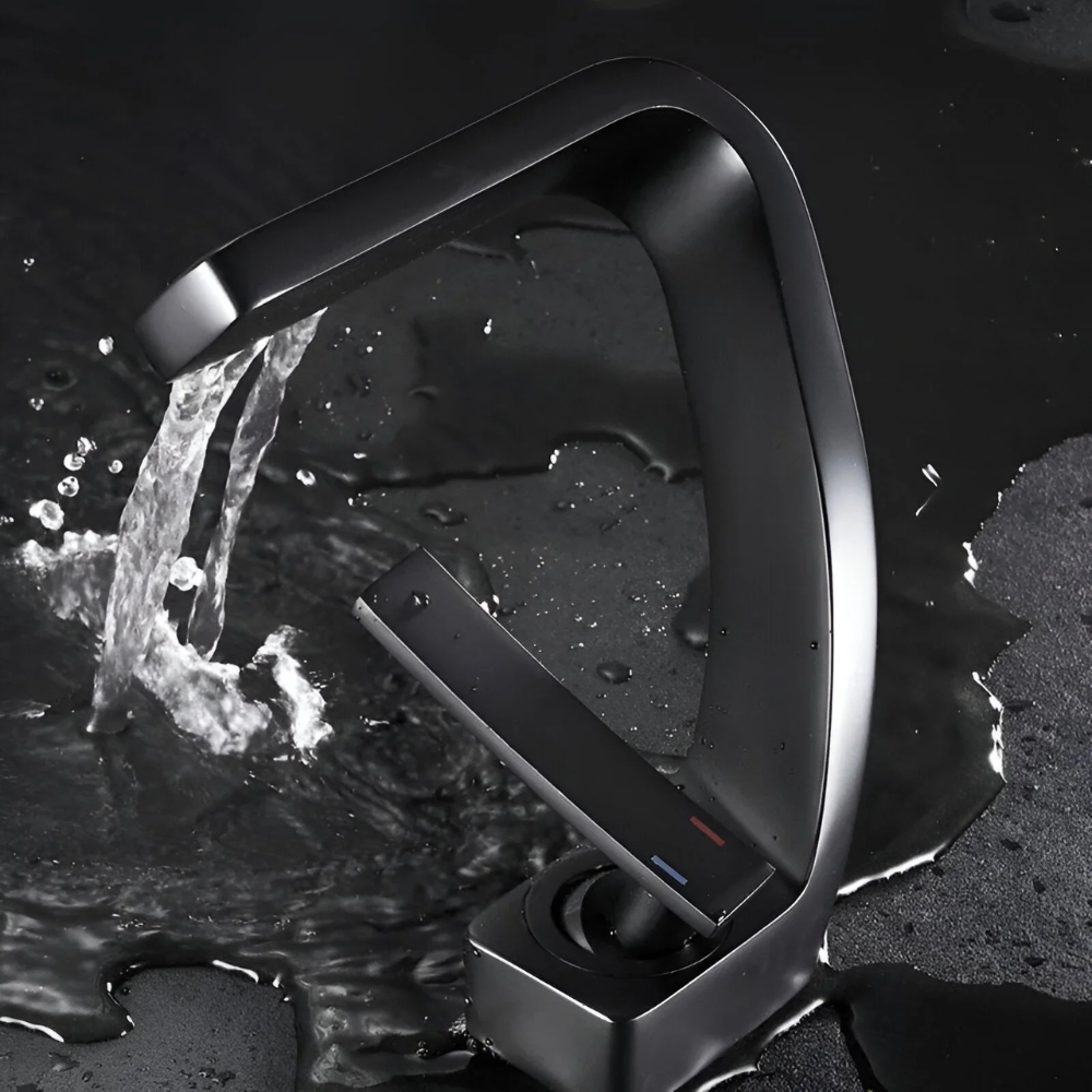 Zentra | Angular Bathroom Basin Mixer Tap with Waterfall Spout