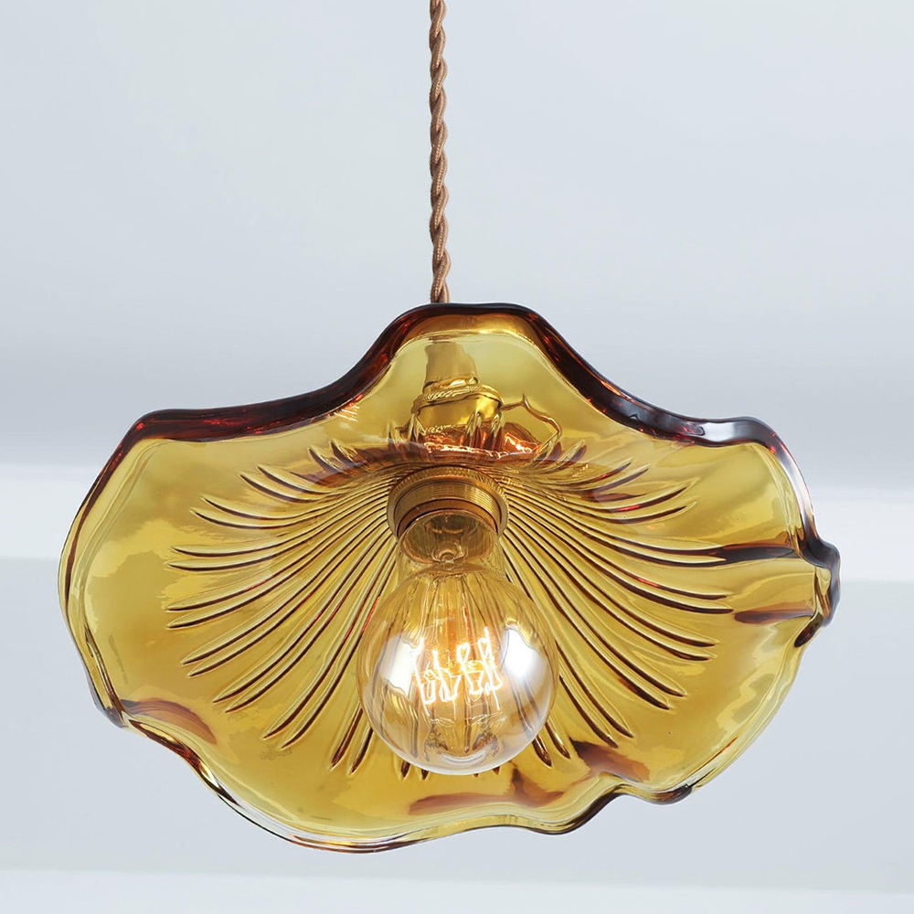 Floria | Elegant Hibiscus Flower Shaped Fluted Glass Pendant Light