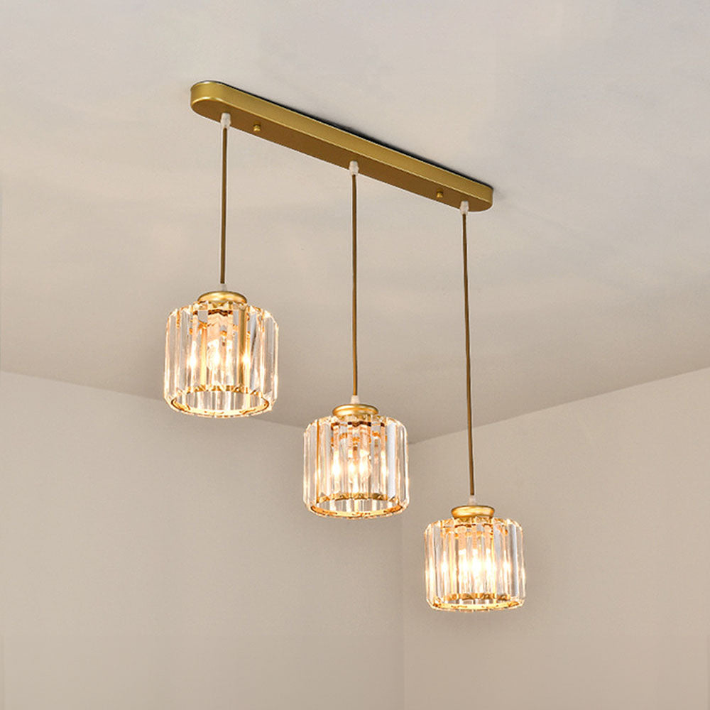 Cubica | Contemporary Multi-Light Metal And Crystal Prism Pendant Light