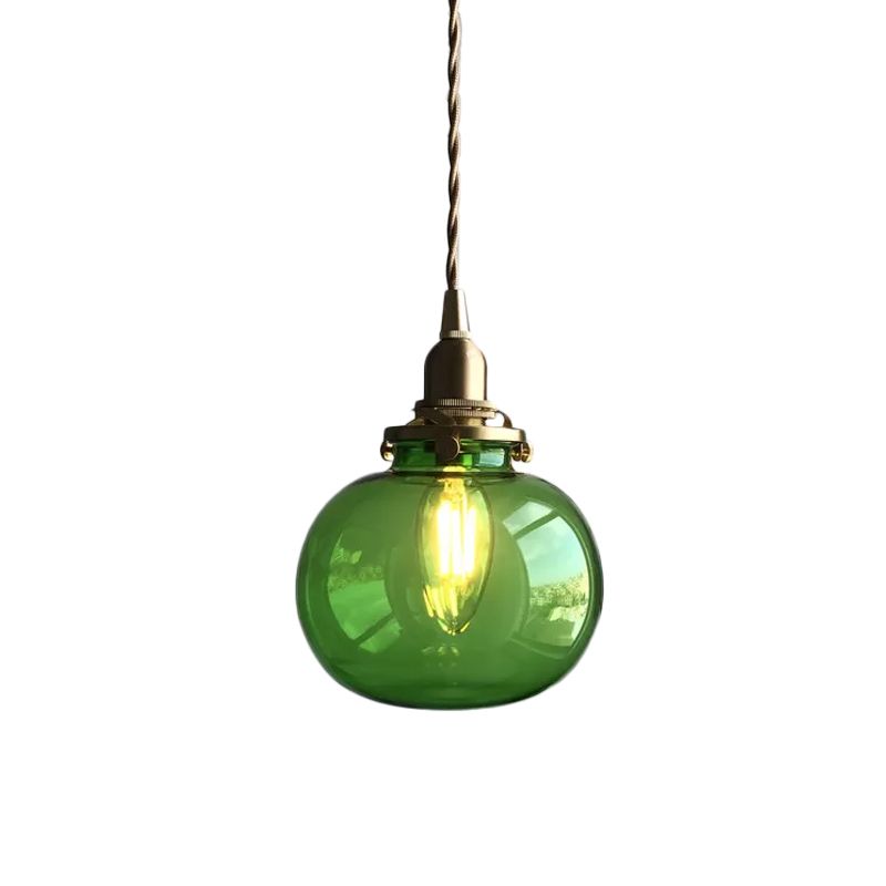 Pythos | Vintage Pumpkin Glass Ribbed LED Pendant Light