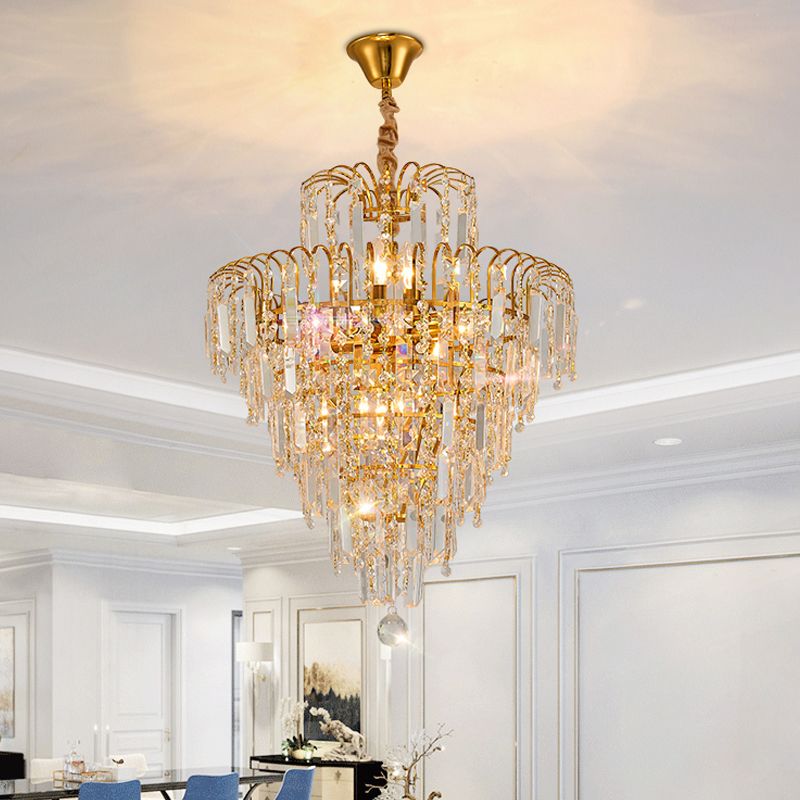 Vior | Modern Cascading Crystal Tassel Gold Hanging Chandelier