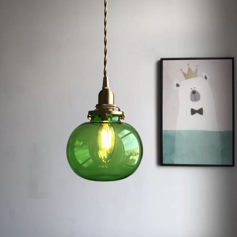 Pythos | Vintage Pumpkin Glass Ribbed LED Pendant Light