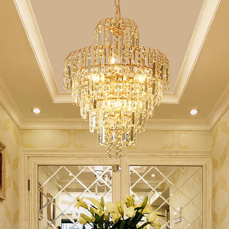 Vior | Modern Cascading Crystal Tassel Gold Hanging Chandelier