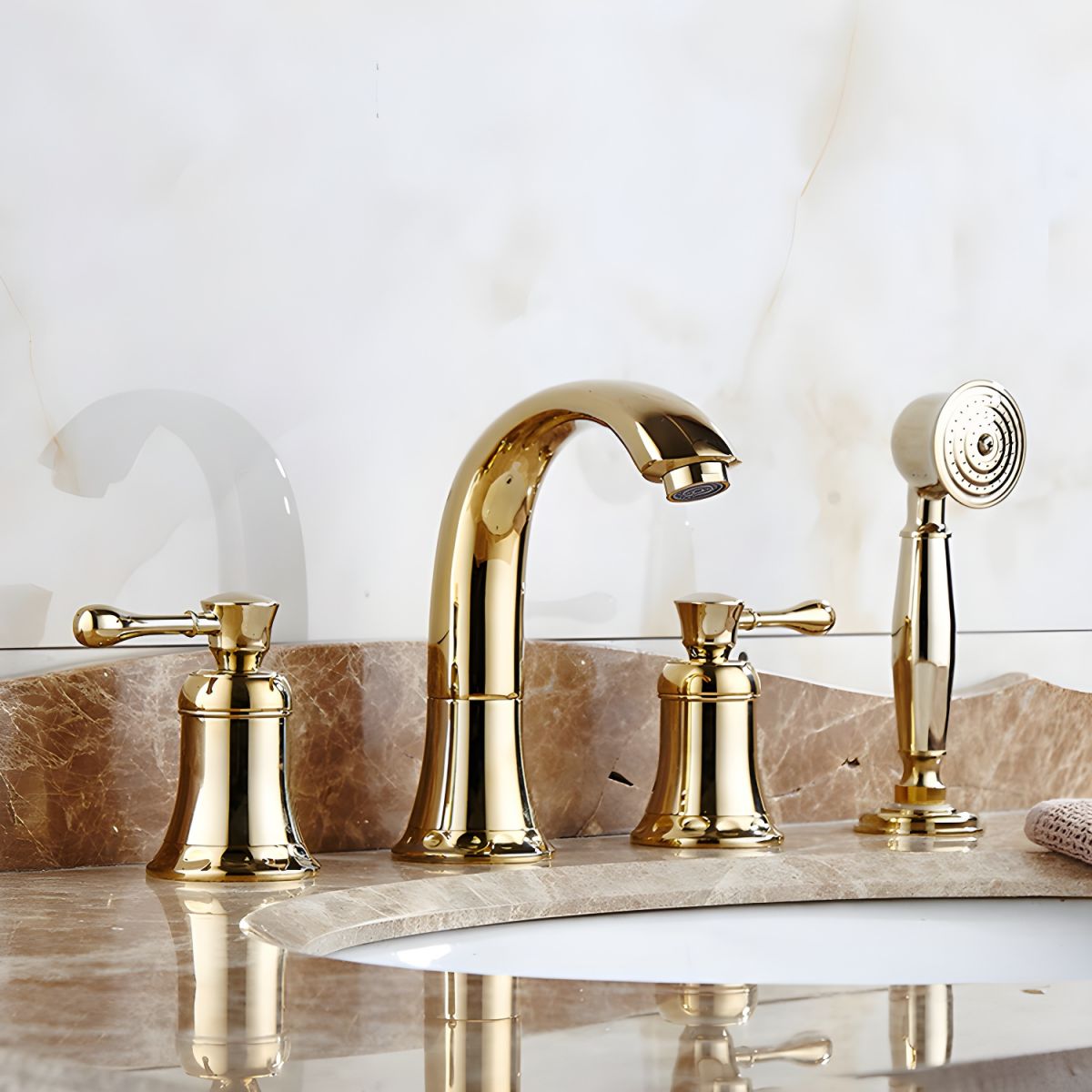 Alsvill | Luxury High Arc Spout Widespread Knob Handle Bathroom Tap