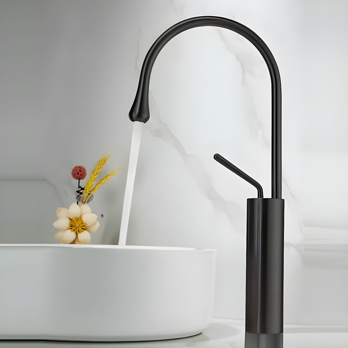 Lyvorne | Modern Circular Swivel Spout Single Lever Vessel Bathroom Basin Tap
