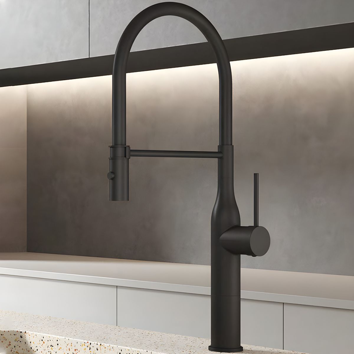 Alsvig | Industrial High Arc Pull Down Lever Gooseneck Kitchen Sink Mixer Tap
