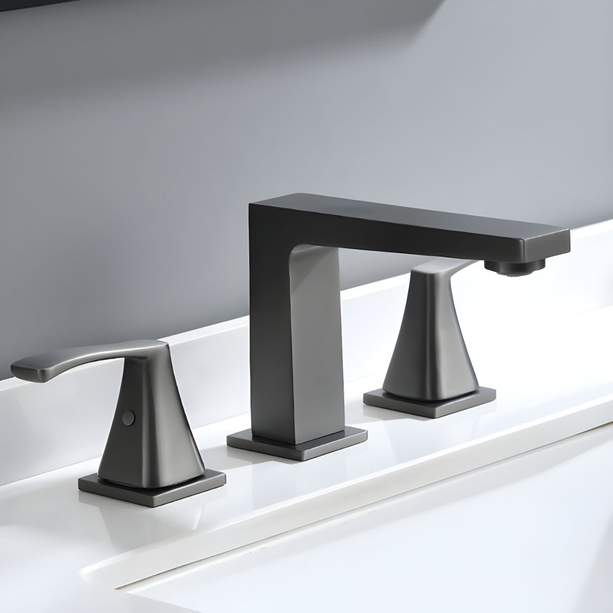 Hjalmar | Widespread Square Silhouette Dual Lever Bathroom Sink Tap
