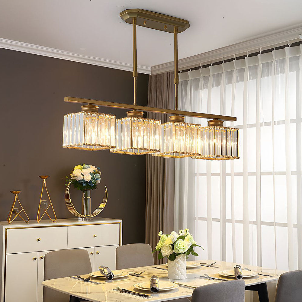 Claris | Nordic Multi Head Linear Ribbed Glass Chandelier