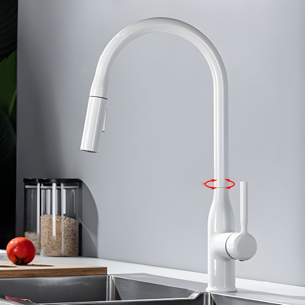 Fjordis | Nordic Gooseneck Pull Out Swivel Spout Kitchen Sink Mixer Tap