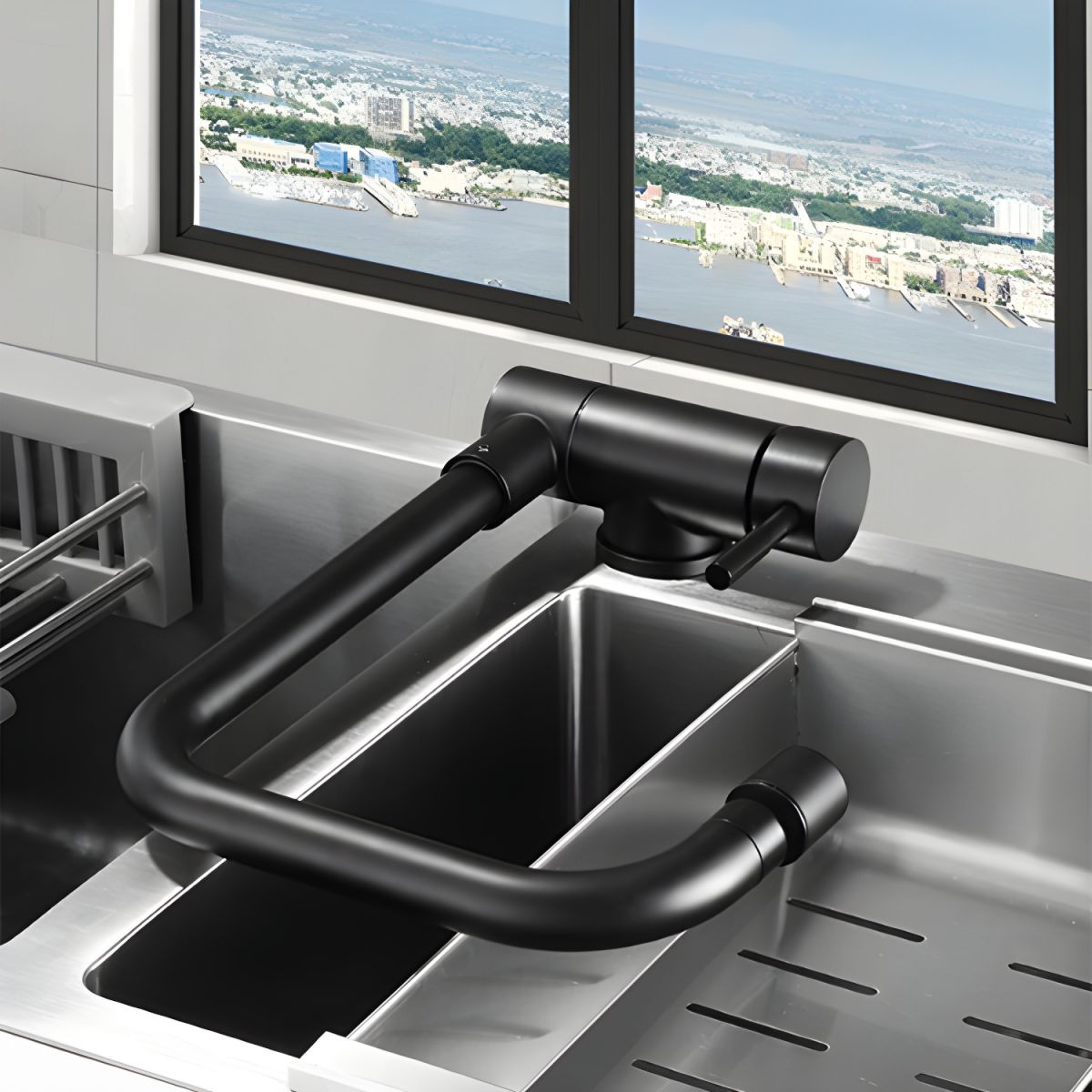 Thaloric | Sleek Foldable Design Swivel High Arc Kitchen Sink Mixer Tap