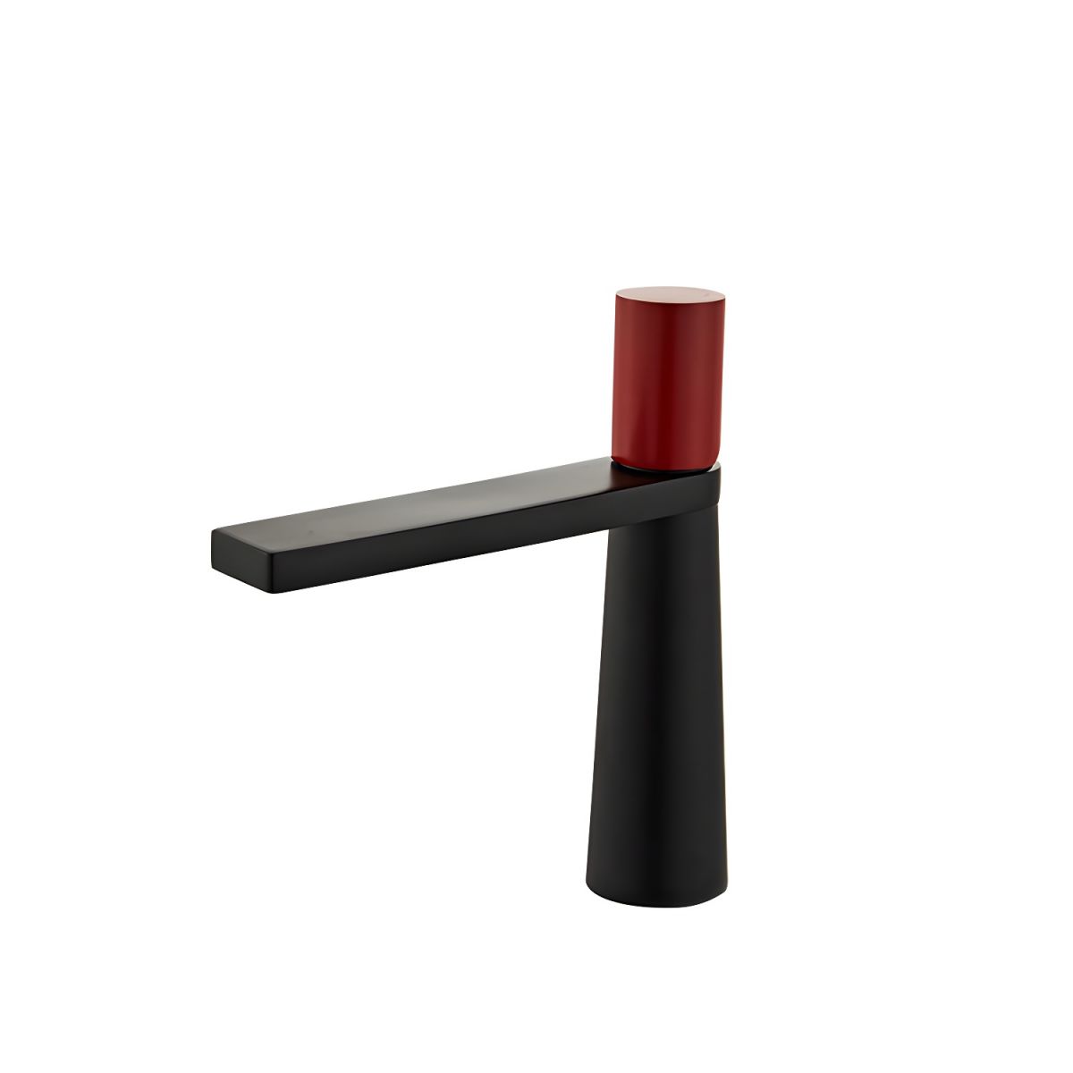 Thalruvne | Modern Cylindrical Silhouette Single Hole Bathroom Sink Tap with Rotary Knob