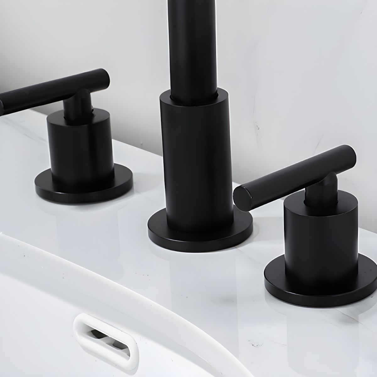 Sylvorne | Modern Tubular Profile Widespread Dual Lever Bathroom Sink Tap