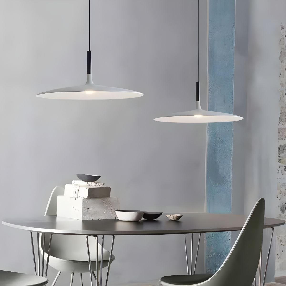 Thaloric | Minimalist Industrial Aluminum Flat Disc Pendant Light