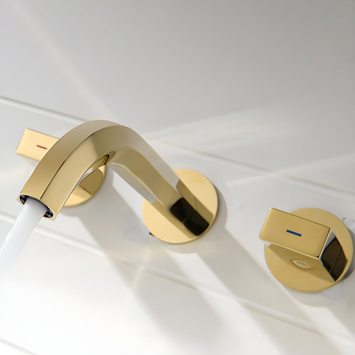 Juvallur | Modern Curved Profile Wall Mounted Bathroom Tap with Dual Knobs