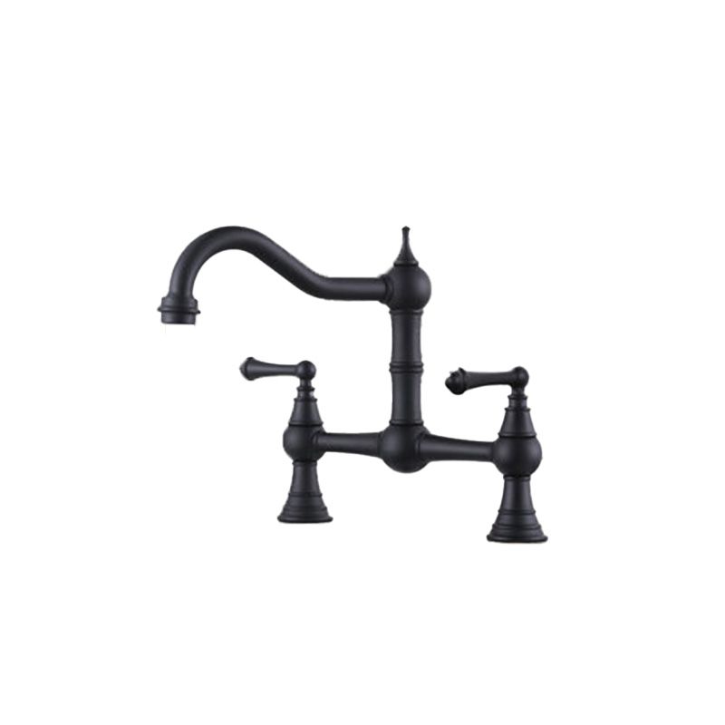 Kalvorth | Modern Dual Lever Low Arc Bridge Kitchen Sink Tap