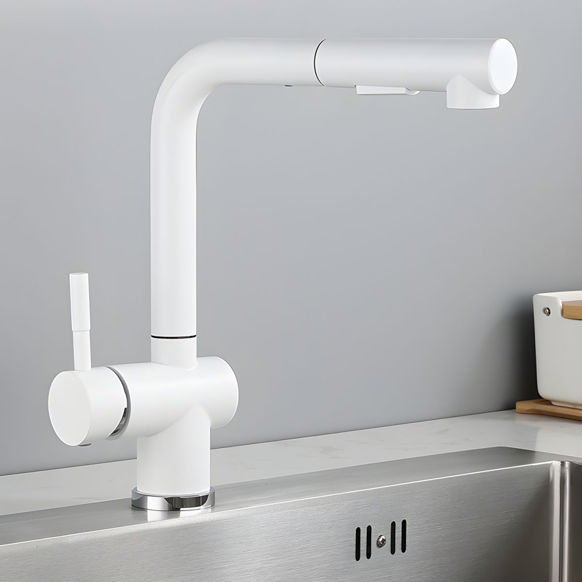 Aerisund | Elegant L-Shaped Retractable Spout Kitchen Sink Mixer Tap