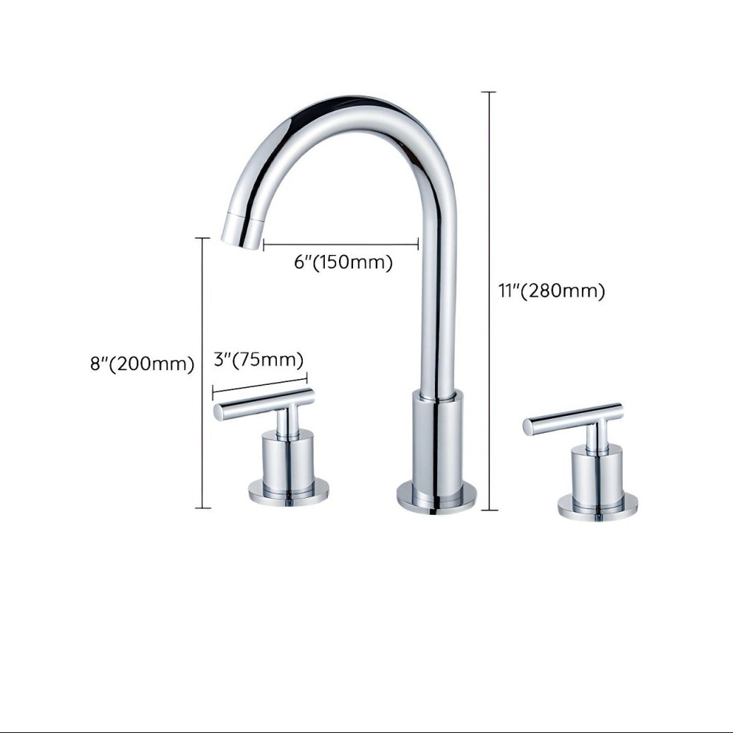Sylvorne | Modern Tubular Profile Widespread Dual Lever Bathroom Sink Tap