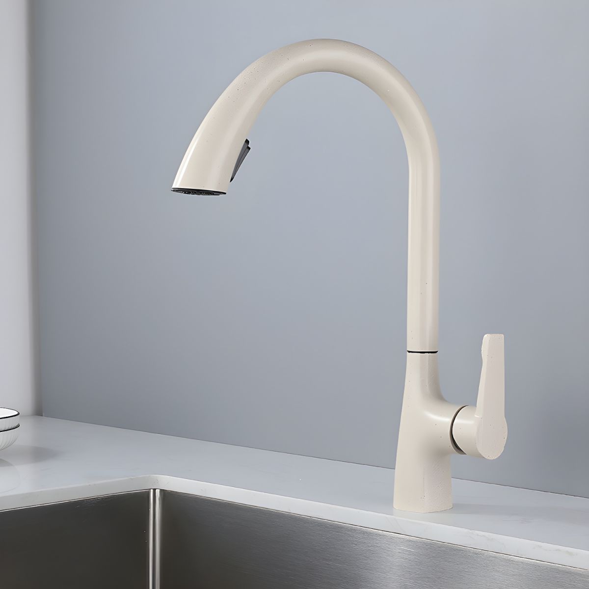Alvordic | High Arc and Gooseneck Pull Out Spout Kitchen Sink Mixer Tap