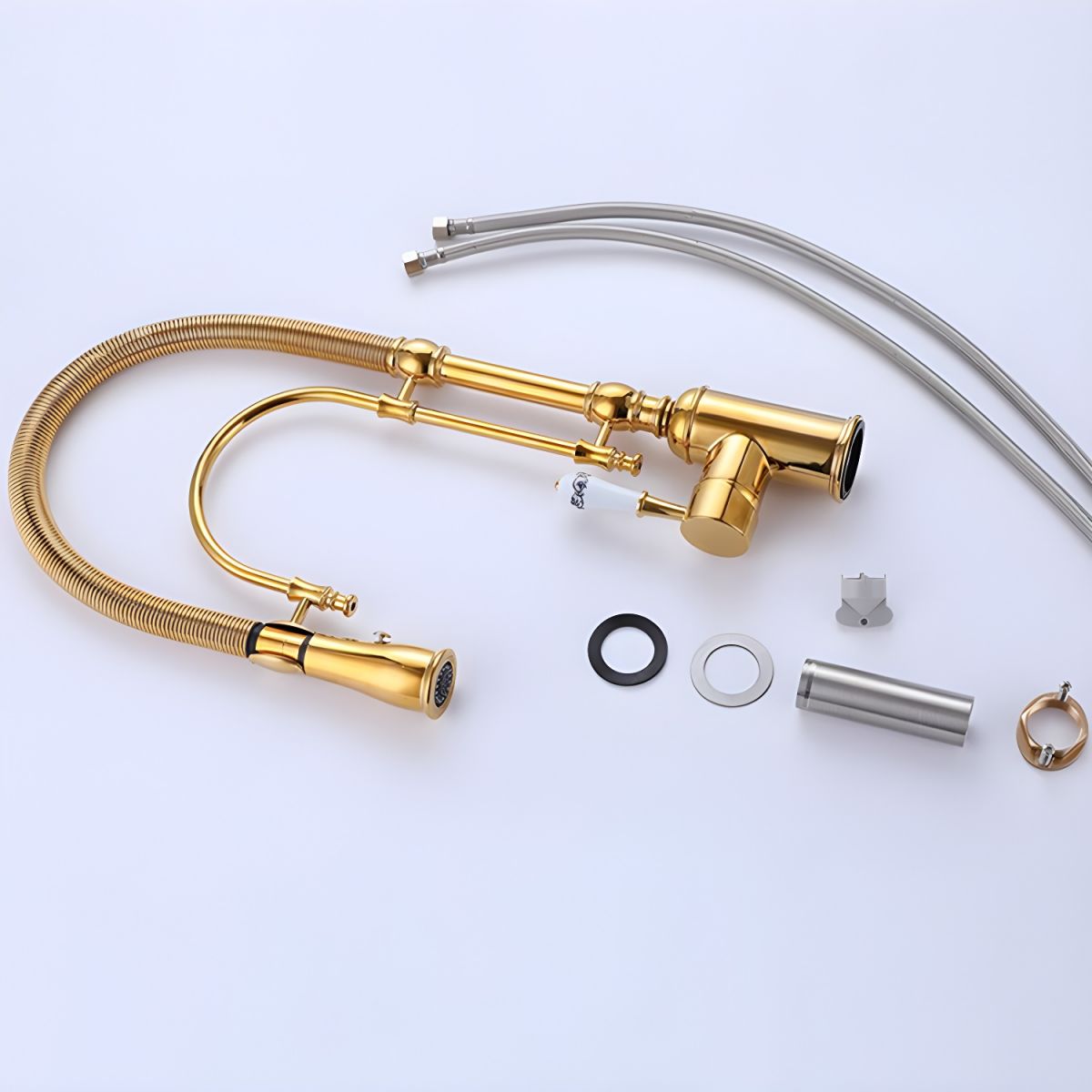 Lythavik | Industrial High Arc Spring Spout Pull Down Kitchen Sink Mixer Tap