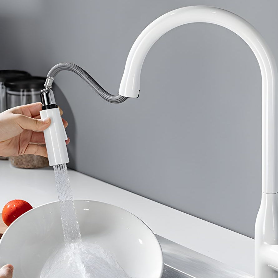 Fjordis | Nordic Gooseneck Pull Out Swivel Spout Kitchen Sink Mixer Tap