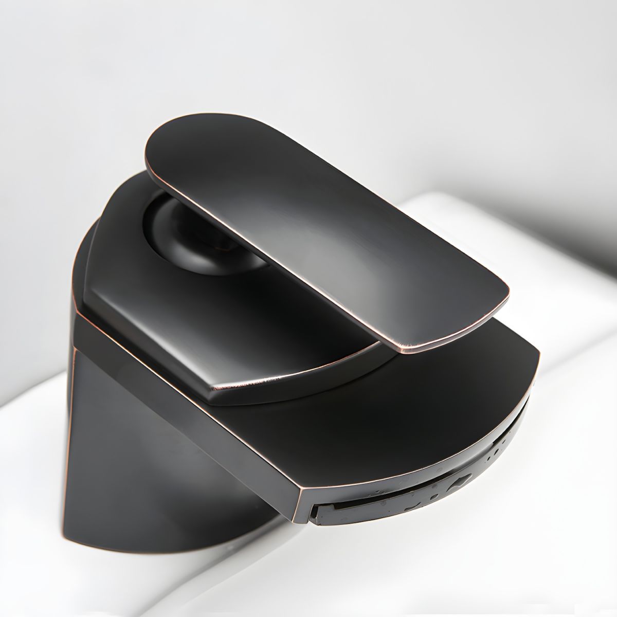 Kystrune | Modern Sloped Silhouette Waterfall Bathroom Sink Tap