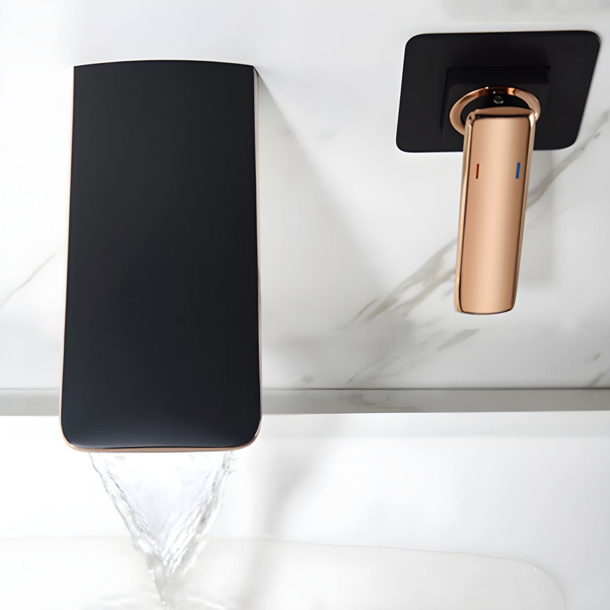 Huvalle | Waterfall Spout Wall Mounted Bathroom Basin Tap