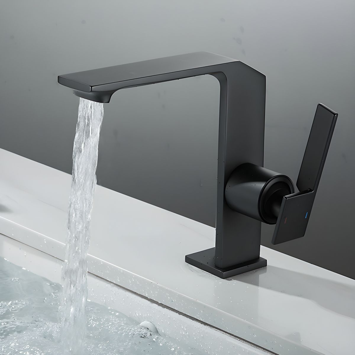 Skovur | Sleek Geometric Shaped Single Lever Bathroom Sink Tap