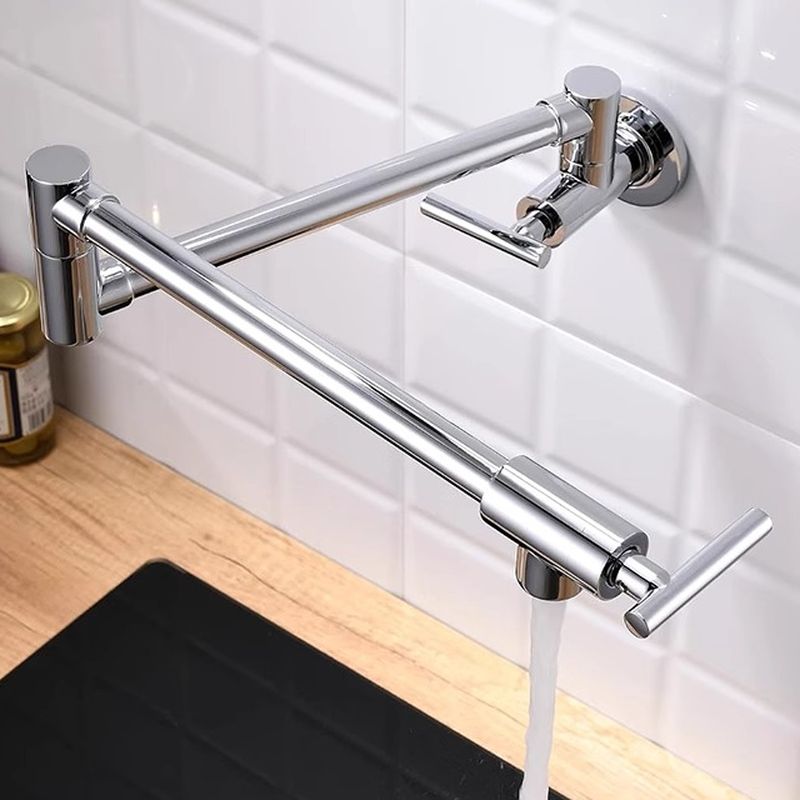 Oksvane | Wall Mounted Folding Arm Dual Lever Pot Filler Kitchen Tap