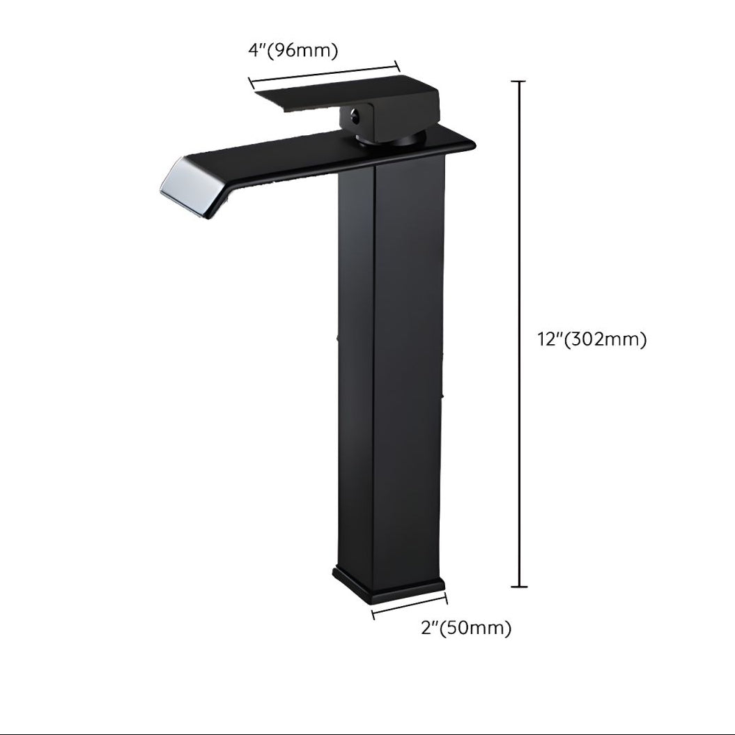 Hravund | Modern Square Waterfall Spout Bathroom Sink Tap