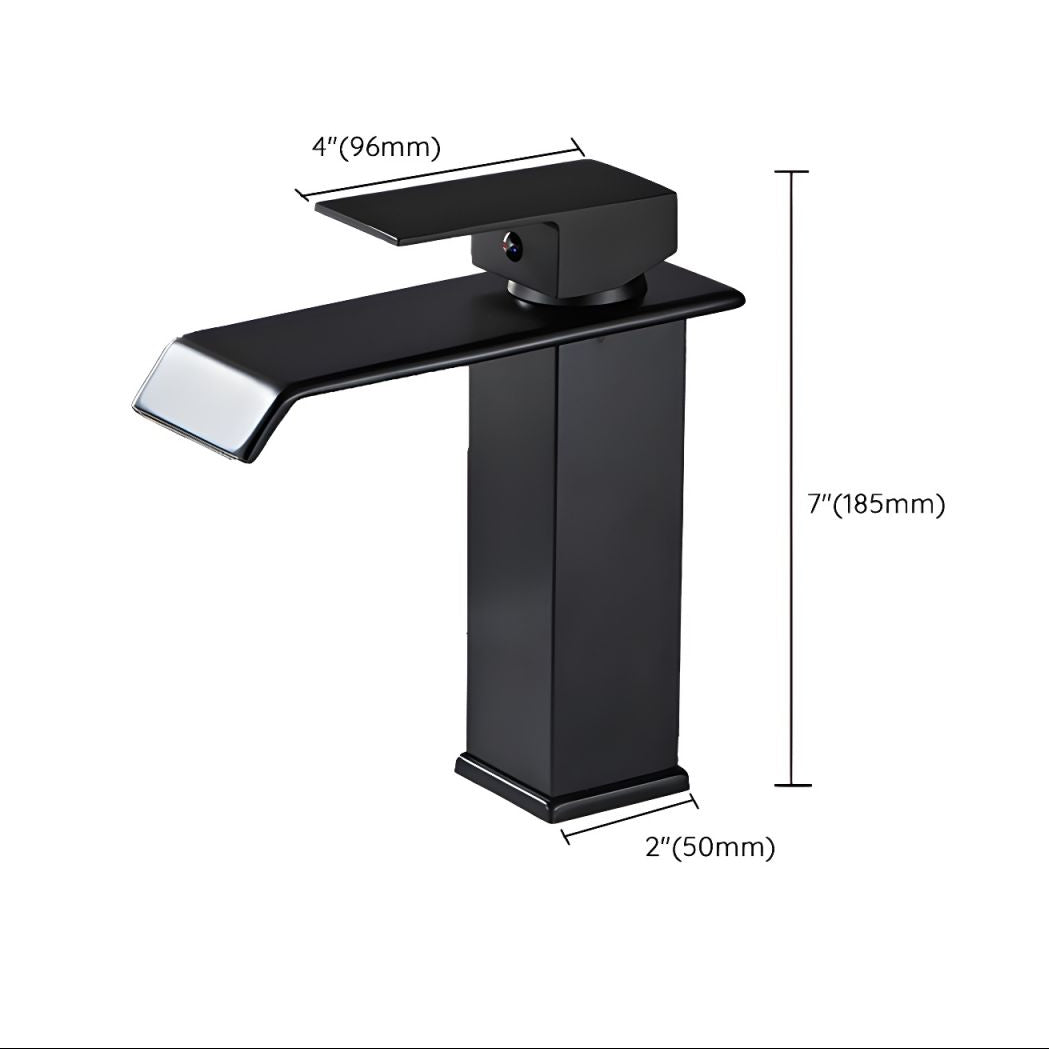 Hravund | Modern Square Waterfall Spout Bathroom Sink Tap