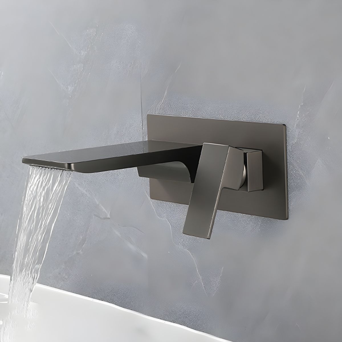 Luvarni | Modern Wall Mounted Square Profile Waterfall Bathroom Tap